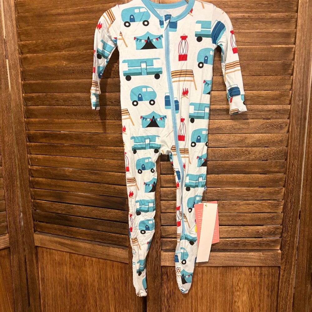 Kickee Pants Kids Long Sleeve Zipper Footie Pajama Air Camping